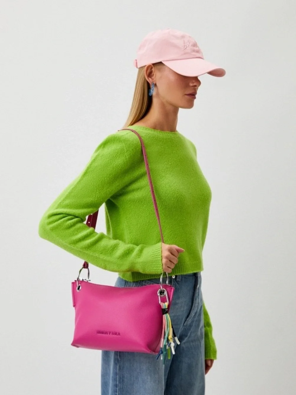 BIMBA Y LOLA crossbody leather bag with accessory chain - Picture 1 of 8